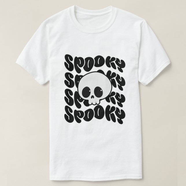 Retro Spooky T-shirt with Kawaii skull (Design Front)