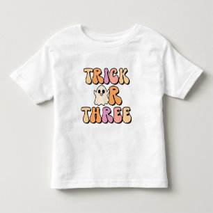 Retro Spooky Trick or Three Birthday Toddler T-Shirt
