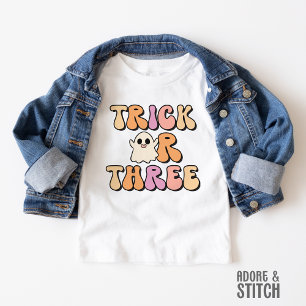 Retro Spooky Trick or Three Birthday Toddler T-Shirt