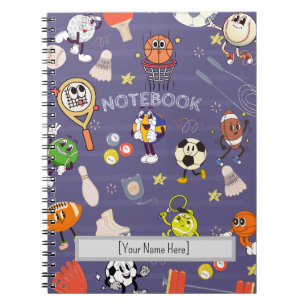 Retro Sport Squad: Vintage Cartoon Athletics Notebook