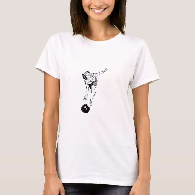Retro Sports Girl Bowling T-Shirt (Front)