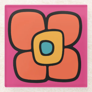 Retro Spring Blossom Glass Coaster