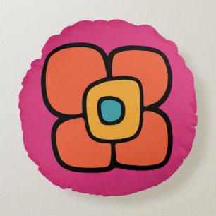 Retro Spring Blossom Round Cushion