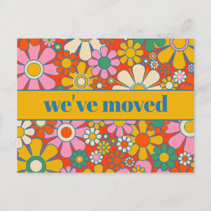 Retro Spring Floral New Address / We've Moved Postcard