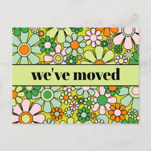 Retro Spring Floral New Address / We've Moved Postcard