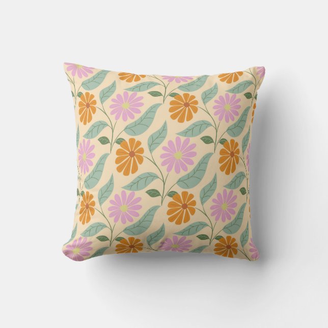 Retro spring flowers cushion (Front)