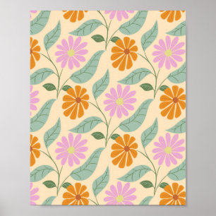 Retro spring flowers poster