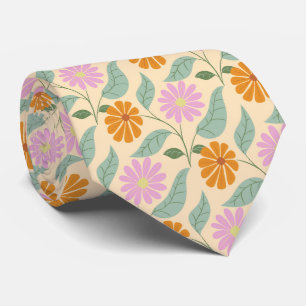 Retro spring flowers tie
