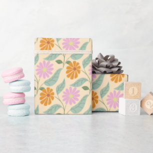 Retro spring flowers wrapping paper