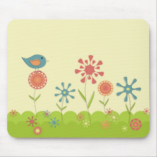 Retro spring garden mouse mat
