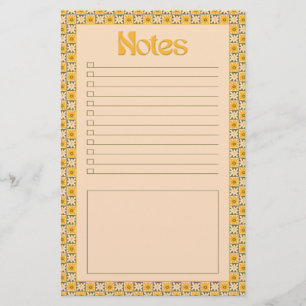 Retro Spring Hand Drawn Groovy Floral Check Notes Stationery