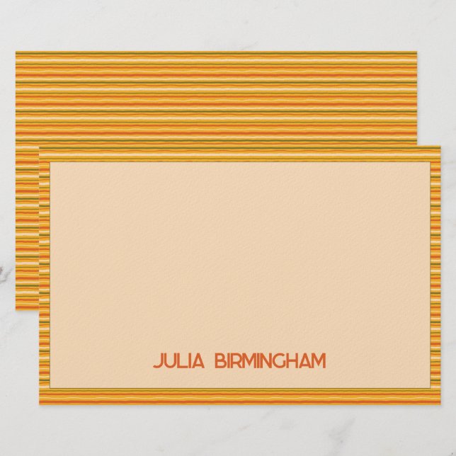 Retro Spring Hand Drawn Sunshine Striped  Stationery (Front/Back)