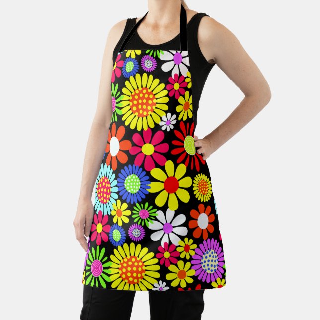 Retro spring hippie flower power  apron (Insitu)
