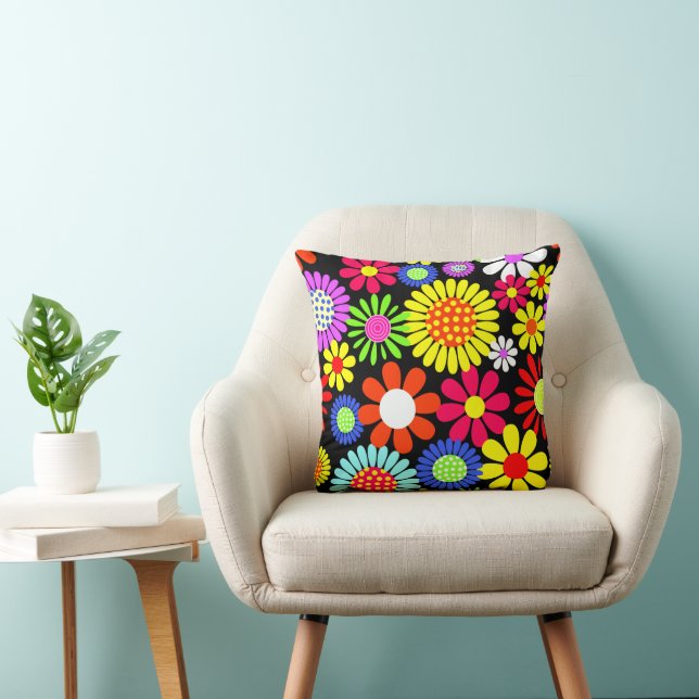 Retro spring hippie flower power cushion (Chair)