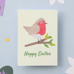 Retro Spring Robin Cute Vintage-Inspired Easter Holiday Card