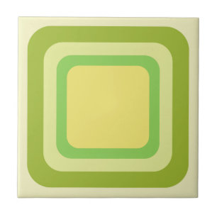 Retro Square Green Yellow Tile