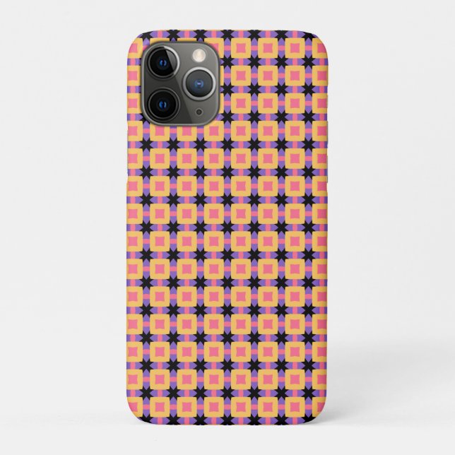 Retro Square Grid Pattern with Bright Colours Case-Mate iPhone Case (Back)