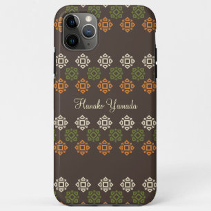 Retro Square Pattern Brown Custom Business Card iPhone 11 Pro Max Case