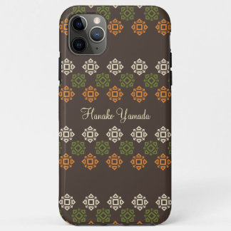 Retro Square Pattern Brown Custom Business Card iPhone 11 Pro Max Case