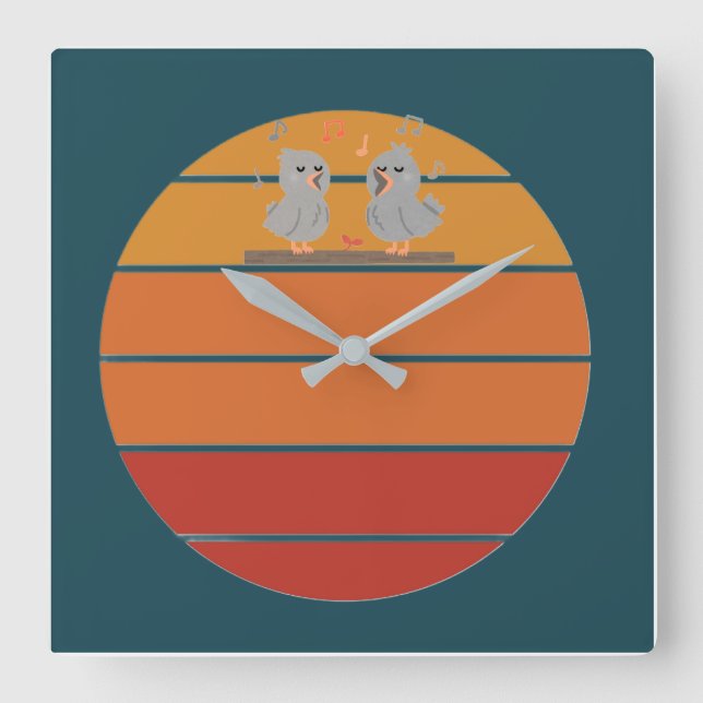 Retro. Square Wall Clock (Front)