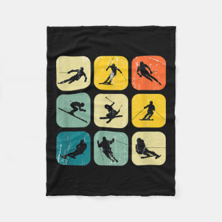 Retro Square Wintersports Ski Nordic Combination A Fleece Blanket