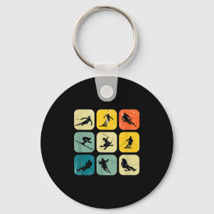 Retro Square Wintersports Ski Nordic Combination A Key Ring