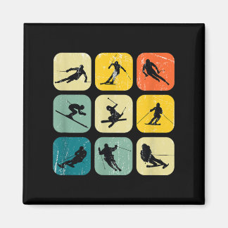 Retro Square Wintersports Ski Nordic Combination A Magnet