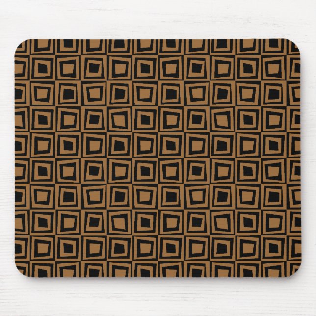 Retro Squares - Brown on Black Mouse Mat (Front)