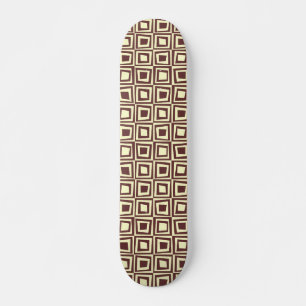 Retro Squares - Brown on Cream Skateboard