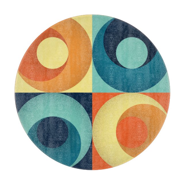 Retro Squares & Circles: 1960s Pattern Cutting Board (Front)