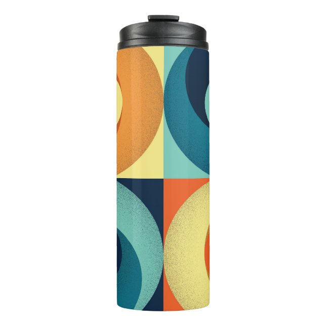Retro Squares & Circles: 1960s Pattern Thermal Tumbler (Front)