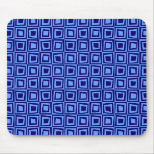 Retro Squares - Deep Navy on Blue 6699FF Mouse Mat