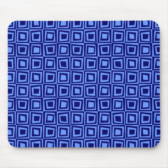 Retro Squares - Deep Navy on Blue 6699FF Mouse Mat (Front)