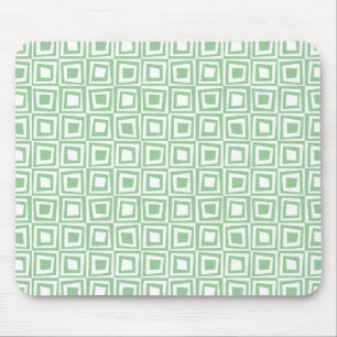 Retro Squares - Faded Green on White Mouse Mat