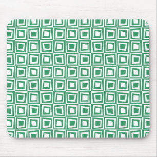 Retro Squares - Kentucky Green on White Mouse Mat