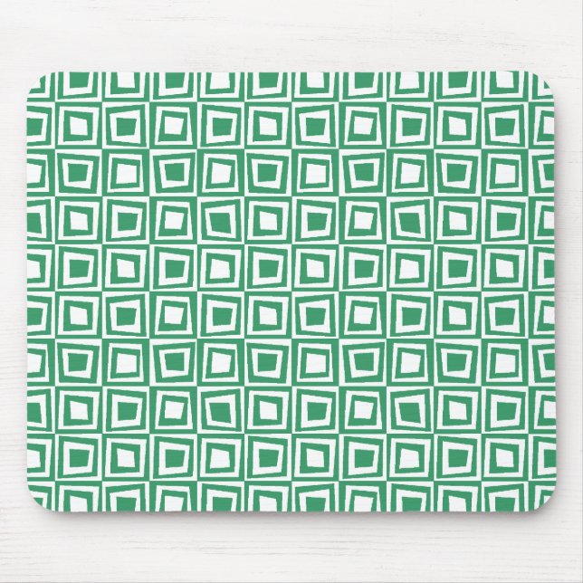 Retro Squares - Kentucky Green on White Mouse Mat (Front)