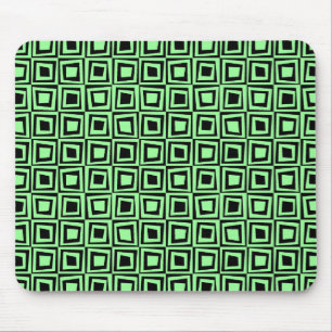 Retro Squares - Mint Green on Black Mouse Mat