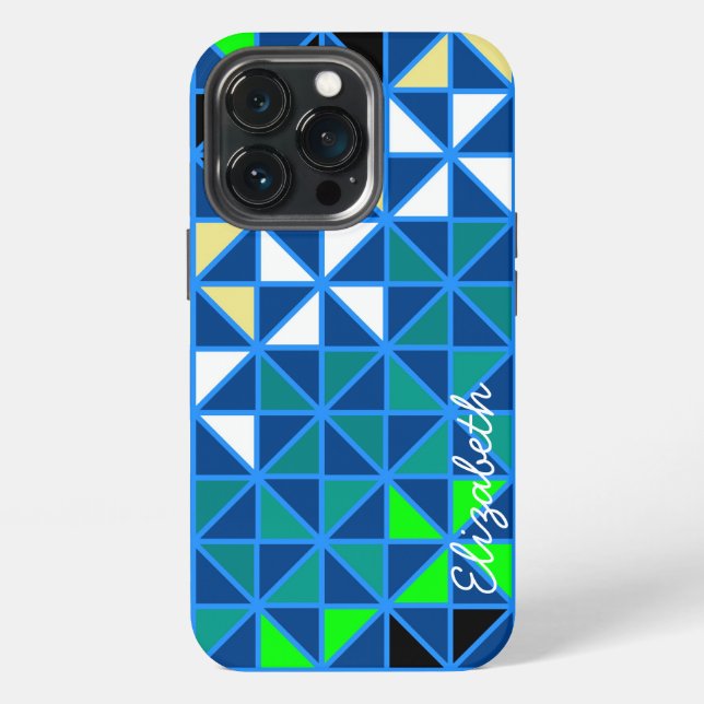 Retro Squares Modern Geometric Pattern iPhone Case (Back)