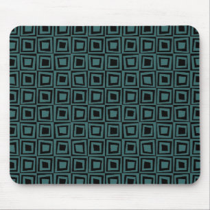 Retro Squares - Moss Green on Black Mouse Mat