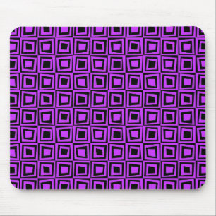 Retro Squares - Neon Purple on Black Mouse Mat