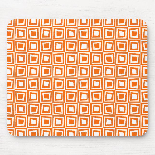 Retro Squares - Orange on White Mouse Mat (Front)