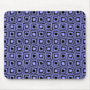 Retro Squares - Pastel Blue on Black Mouse Mat