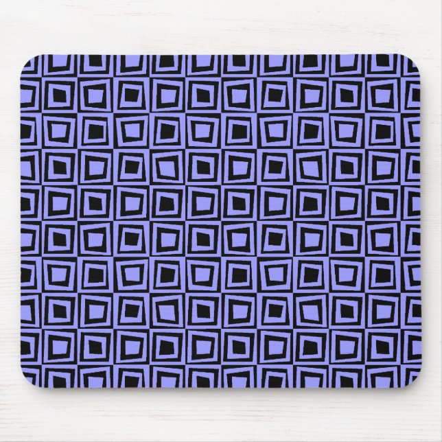 Retro Squares - Pastel Blue on Black Mouse Mat (Front)