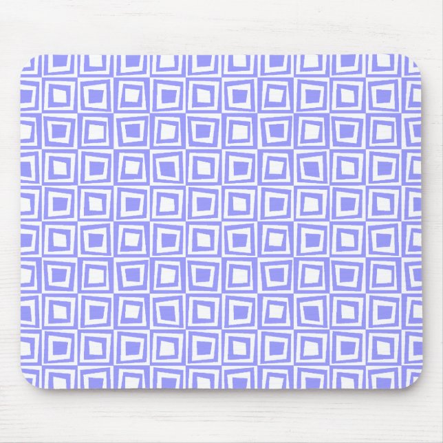 Retro Squares - Pastel Blue on White Mouse Mat (Front)