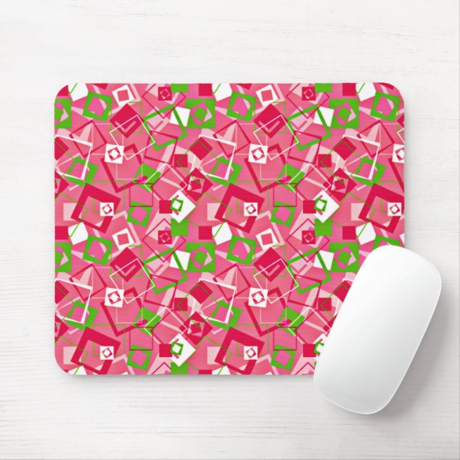 Retro Squares Pattern Mouse Mat (With Mouse)