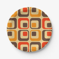 Retro Squares Pattern - Red, Brown & Orange
