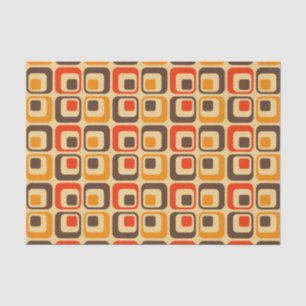 Retro Squares Pattern - Red, Brown & Orange Tissue Paper