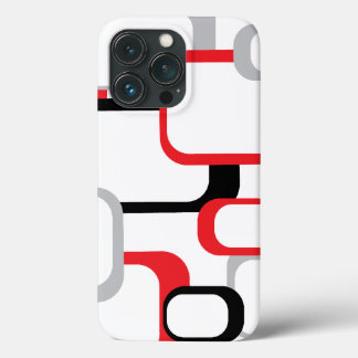 Retro Squares Pattern Red Grey Black White iPhone 13 Pro Case