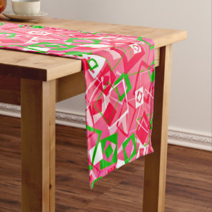 Retro Squares Pattern Short Table Runner