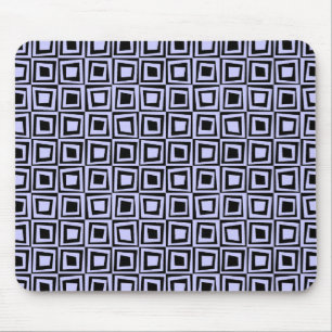 Retro Squares - Powder Blue on Black Mouse Mat
